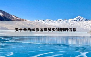 关于去西藏旅游要多少钱啊的信息