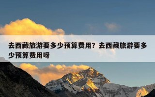 去西藏旅游要多少预算费用？去西藏旅游要多少预算费用呀