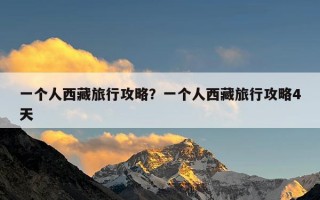 一个人西藏旅行攻略？一个人西藏旅行攻略4天